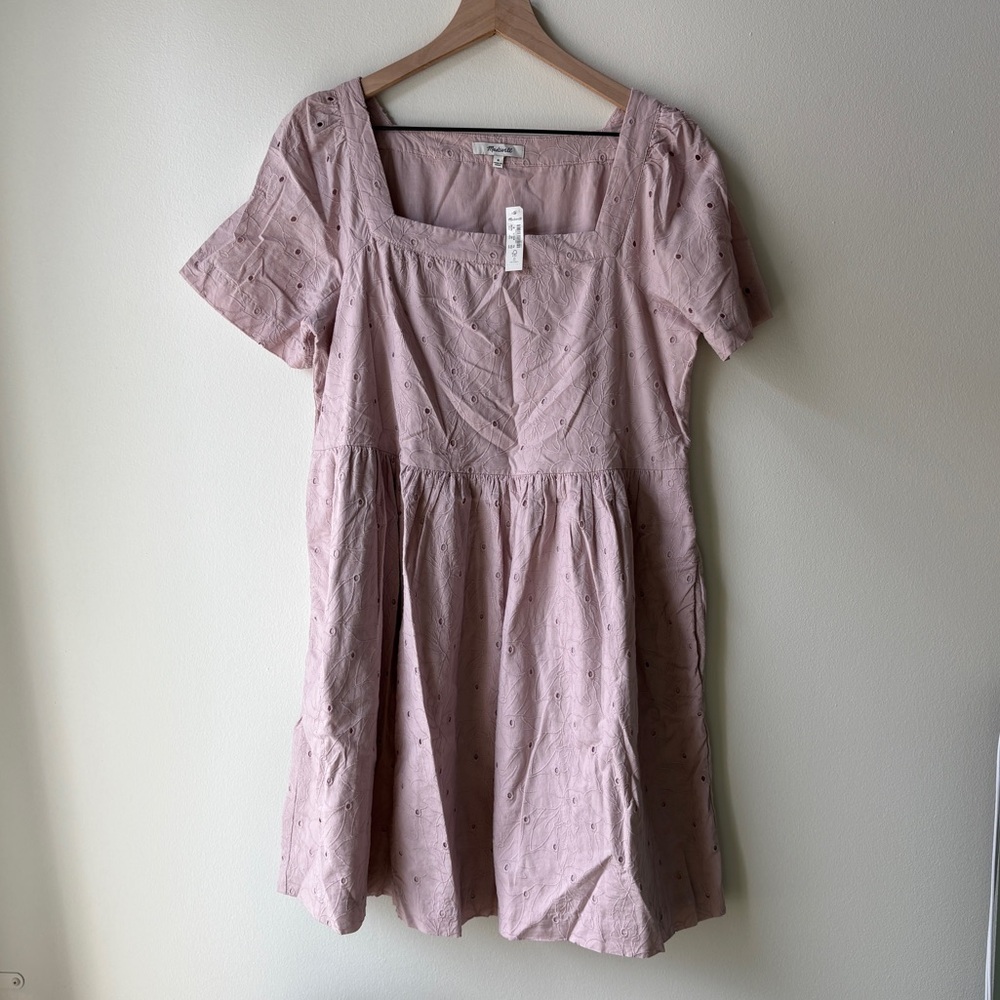 NWT 💜 Madewell Allie Eyelet Mini Dress in Pale Lavender